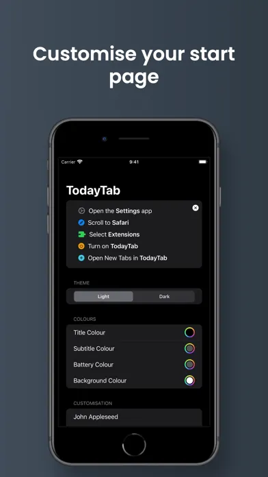 Capturas de tela do TodayTab: Start Tab for Safari