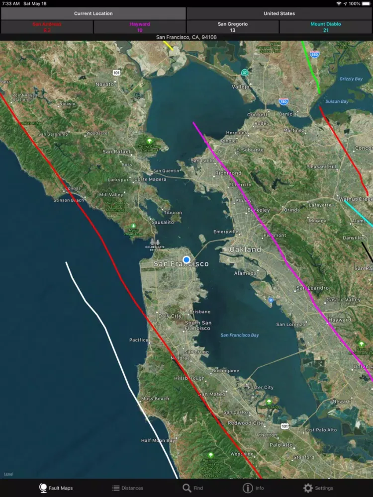 U.S. Earthquake Faults iPad  Screenshots