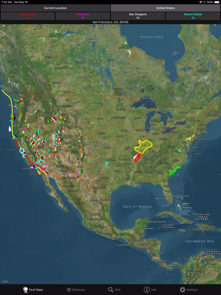 U.S. Earthquake Faults iPad  Screenshots