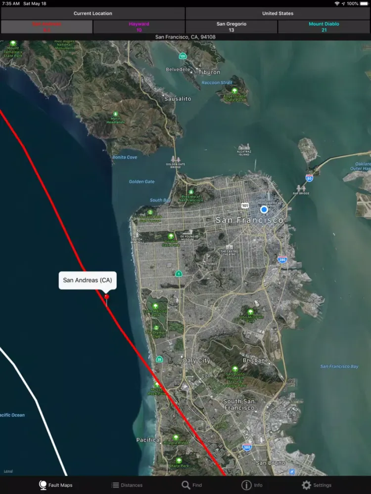 U.S. Earthquake Faults iPad  Screenshots