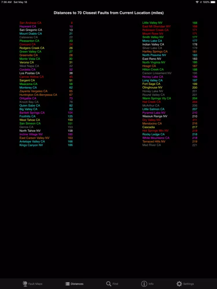 U.S. Earthquake Faults iPad  Screenshots