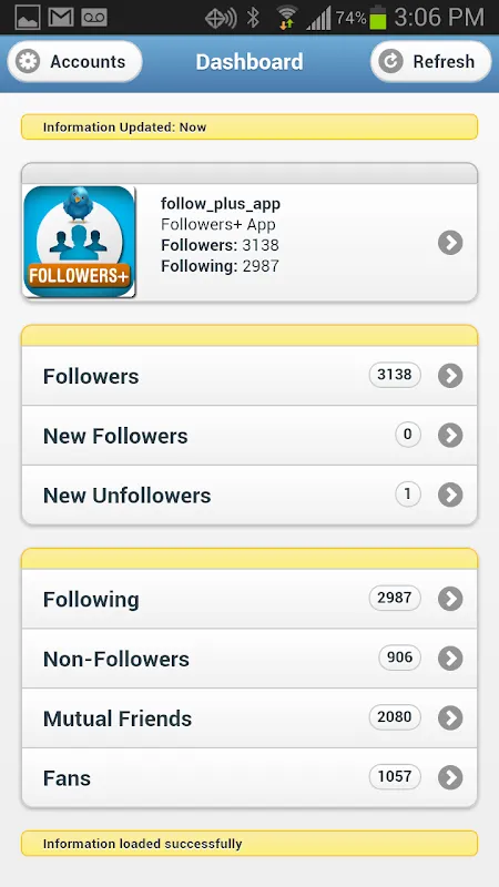 Captures d'écran de Followers+