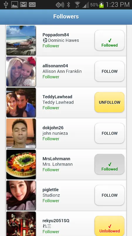 Captures d'écran de Followers+