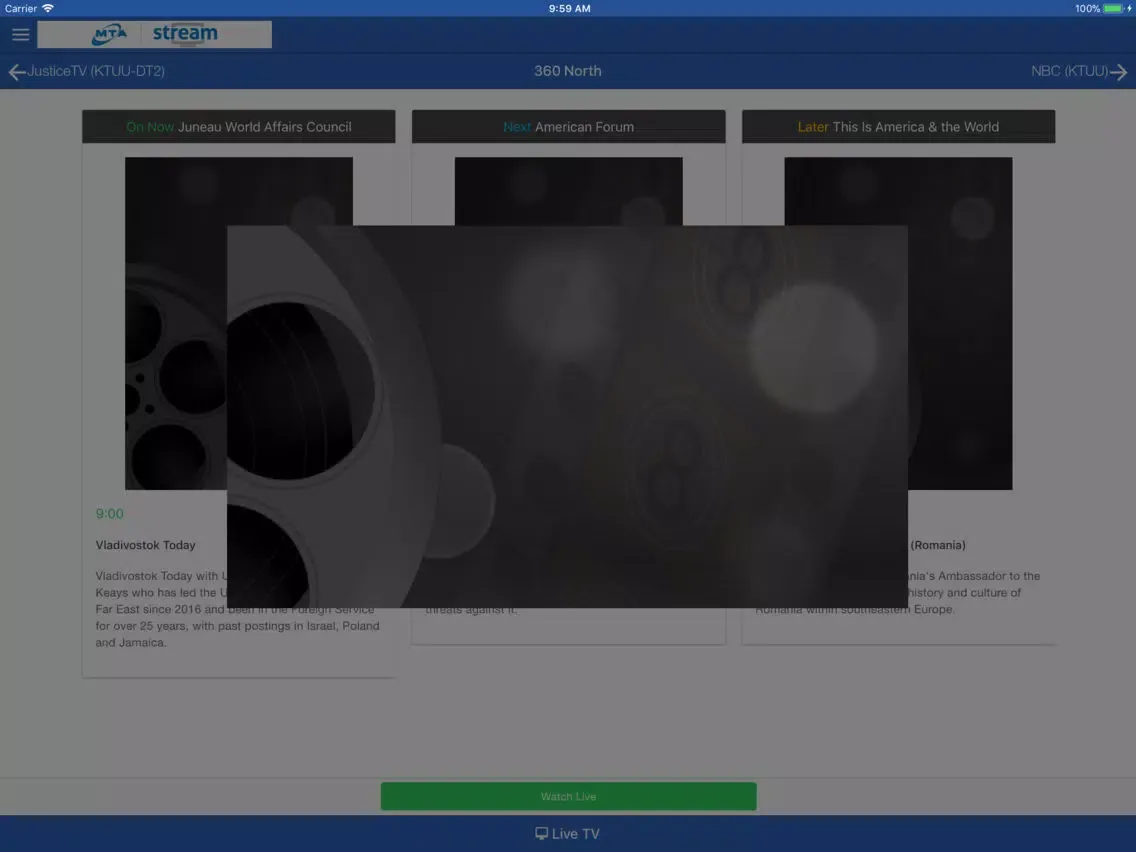 Capturas de tela do MTA Stream iPad 