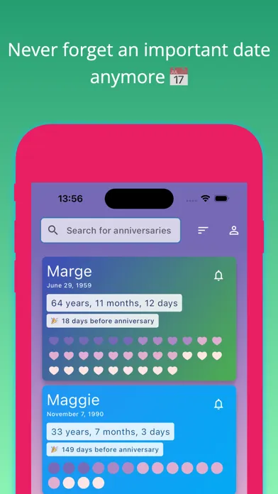 Captures d'écran de Anniversaries: Dates & Alerts