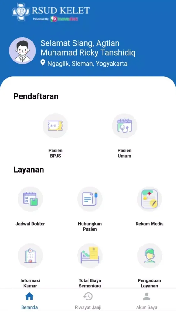 Tangkapan skrin Smart Patient RSUD dr. Rehatta