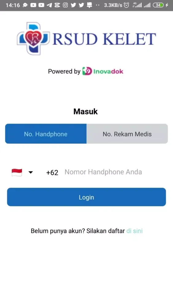 Tangkapan skrin Smart Patient RSUD dr. Rehatta