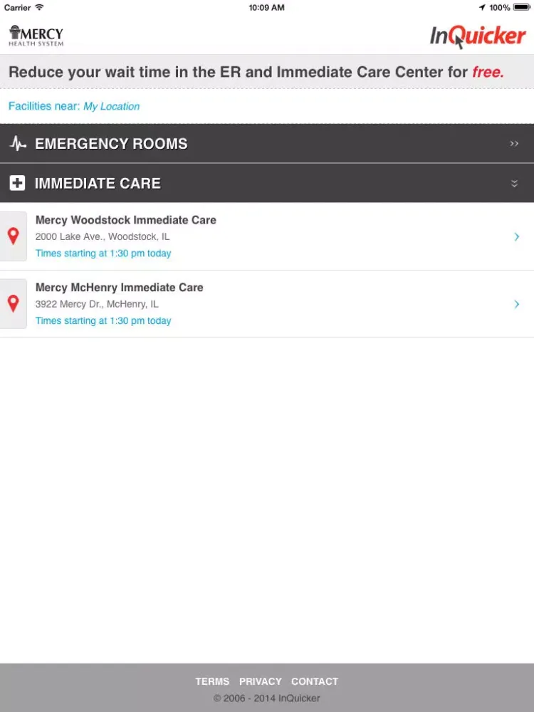 InQuicker: Mercy Health System Illinois iPad  Screenshots