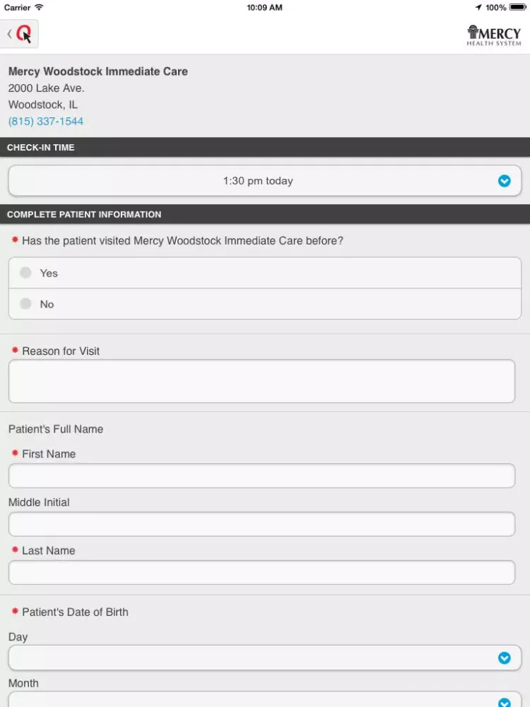 InQuicker: Mercy Health System Illinois iPad  Screenshots