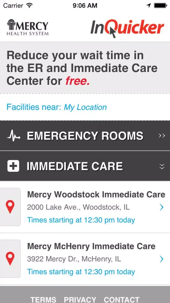 InQuicker: Mercy Health System Illinois Screenshots