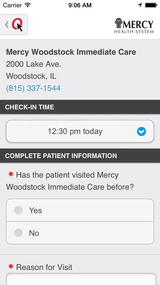 InQuicker: Mercy Health System Illinois Screenshots