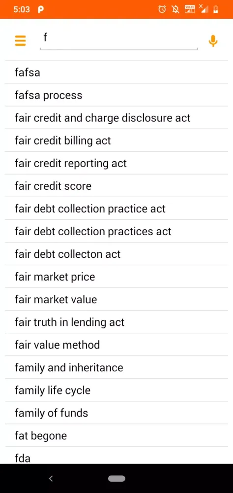 Financial Literacy Dictionary Screenshots