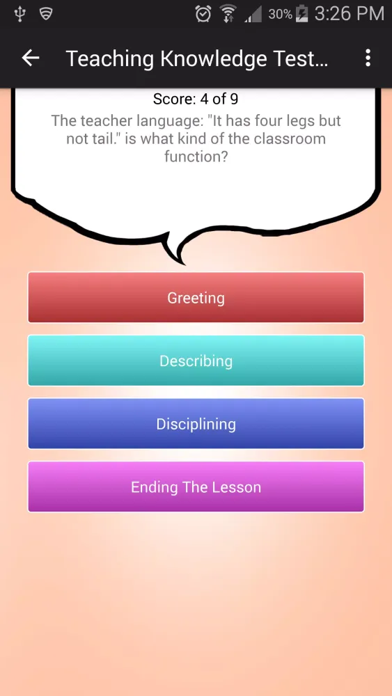Screenshot di Teaching Knowledge Test