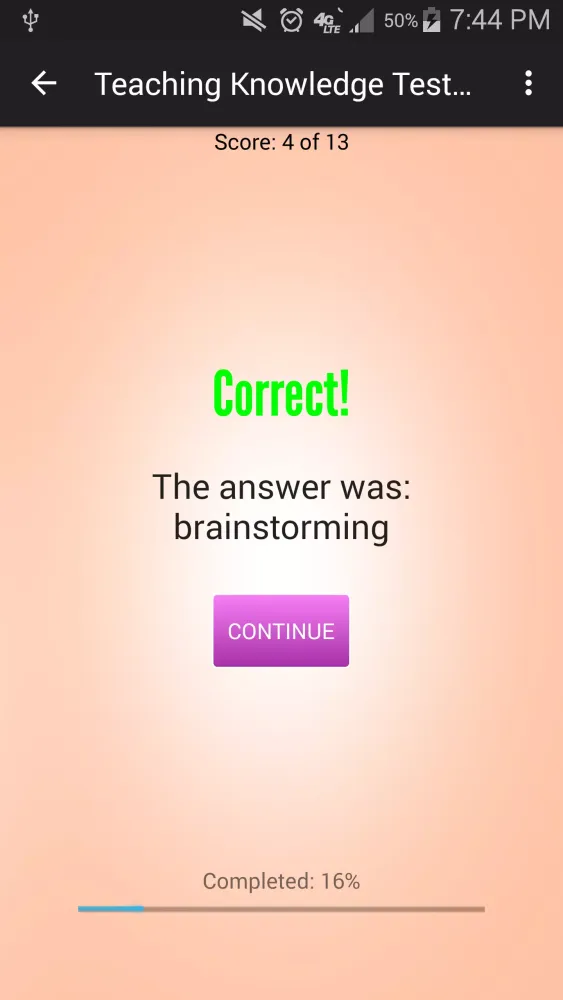 Screenshot di Teaching Knowledge Test