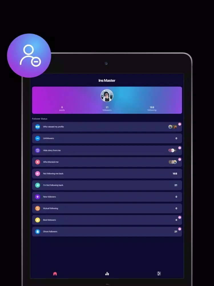 Zrzuty ekranu Followers Reports: InsMaster iPad 