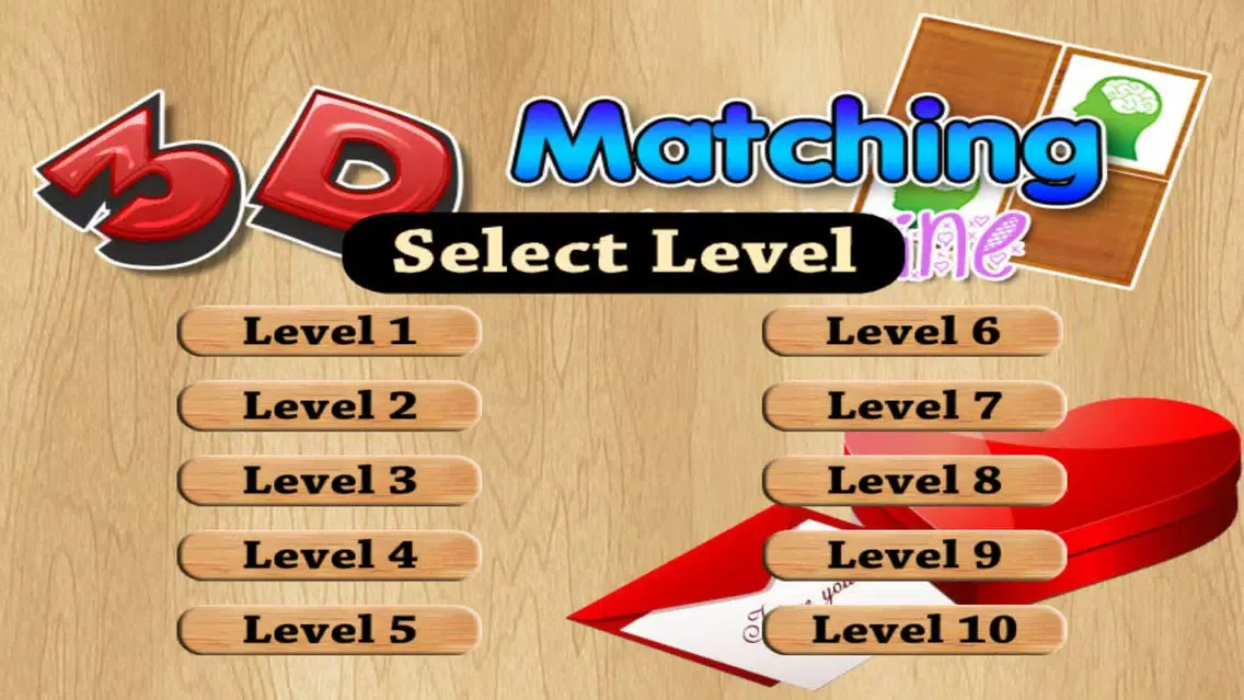 تصاویر `` 3D Matching Valentine Cards - Train your brain with pair matching game