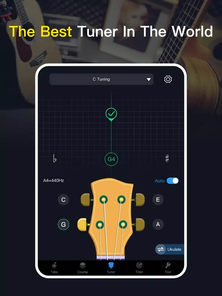 ukulele guitar tuner app iPad  स्क्रीनशॉट
