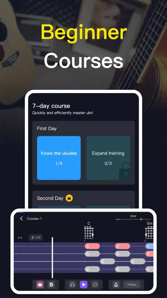 ukulele guitar tuner app स्क्रीनशॉट