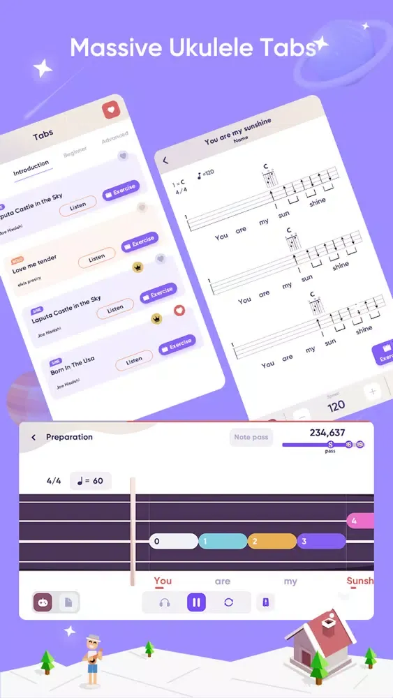 Скриншоты Guitar ukulele tuner & tabs