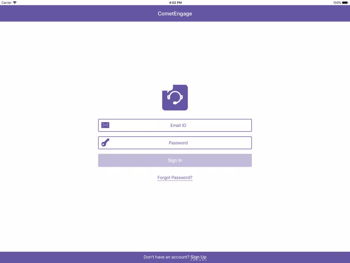 Tangkapan layar CometEngage iPad 