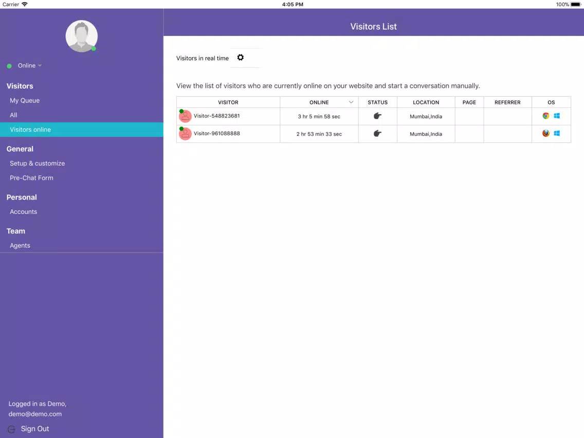 Tangkapan layar CometEngage iPad 