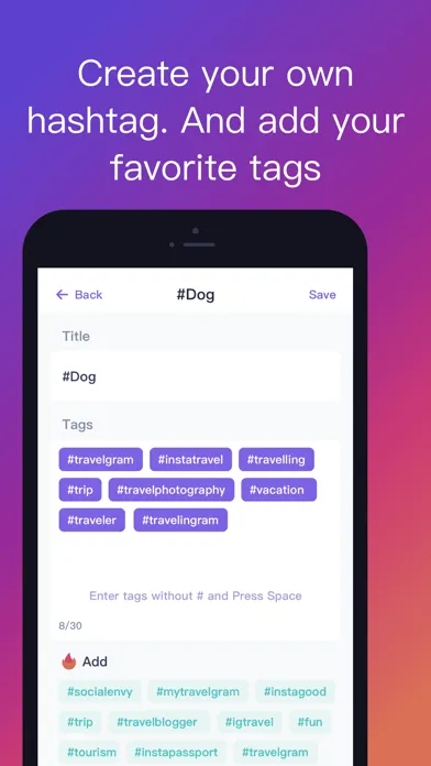 Capturas de tela do HashTags For Ins