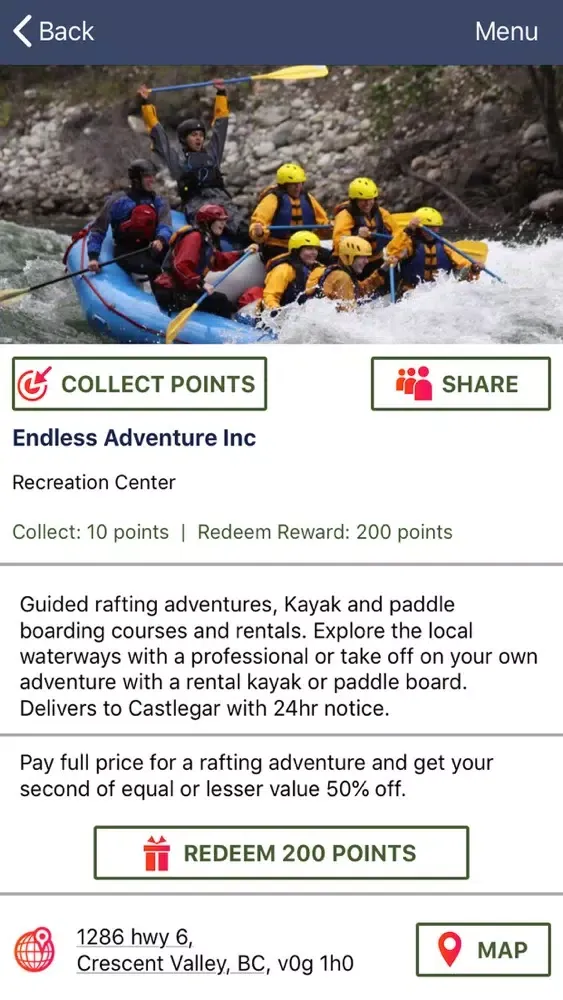 Ảnh chụp màn hình của Castlegar Explorers