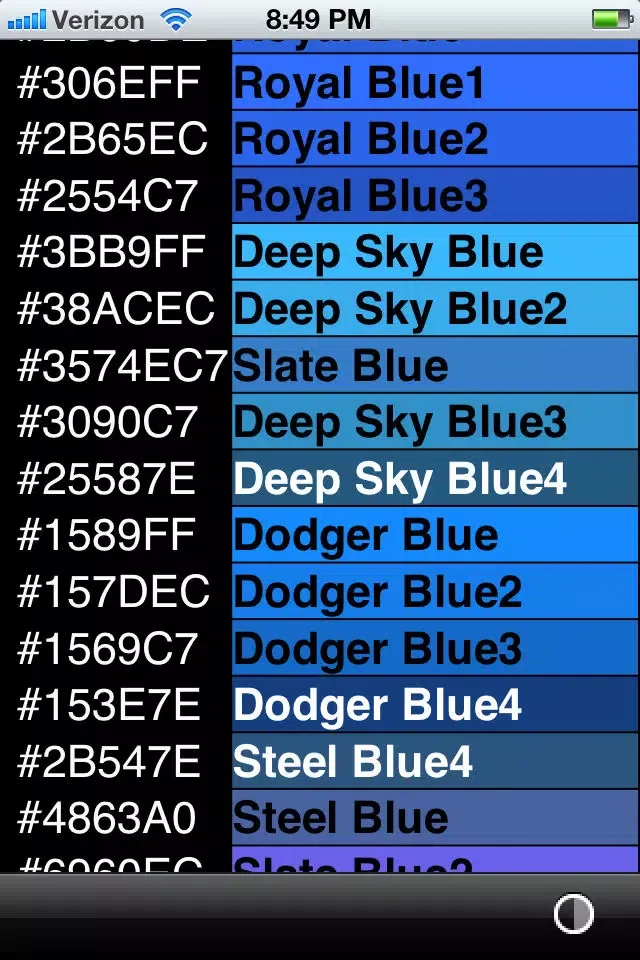 Capturas de tela do HEX RGB Colors Guide