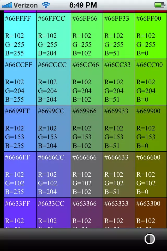 Capturas de tela do HEX RGB Colors Guide