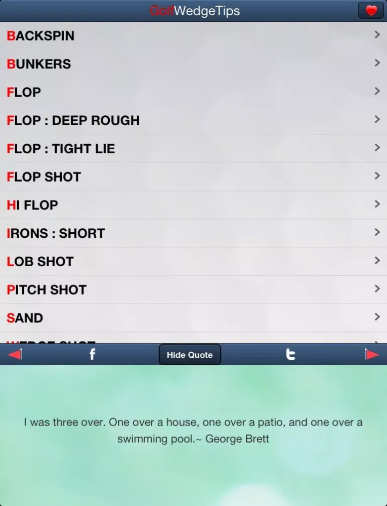 Ảnh chụp màn hình của Golf Wedge Tips Free iPad 