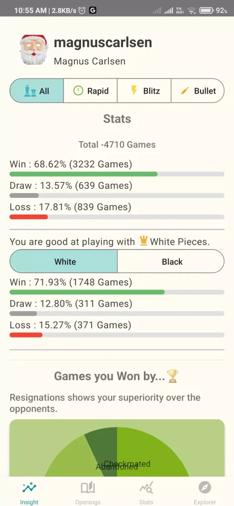 Capturas de tela do Chess Insights