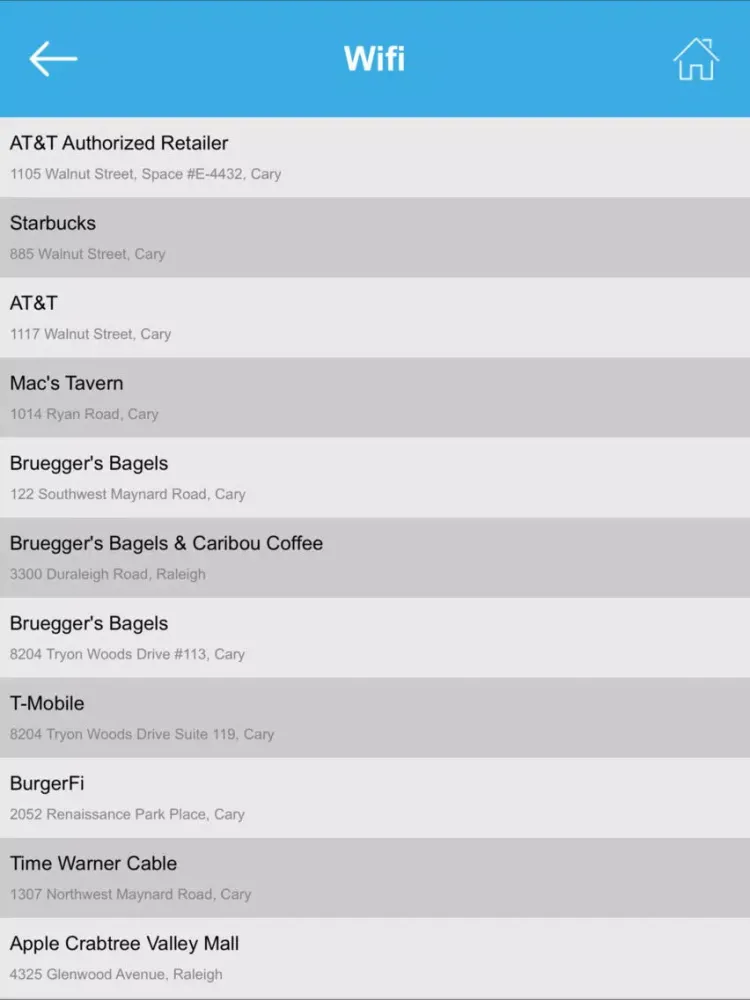 ภาพหน้าจอของ Raleigh Wi-Fi Hotspots iPad 