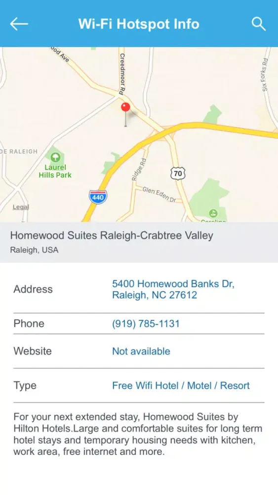 ภาพหน้าจอของ Raleigh Wi-Fi Hotspots