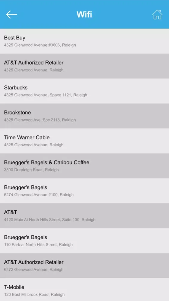ภาพหน้าจอของ Raleigh Wi-Fi Hotspots