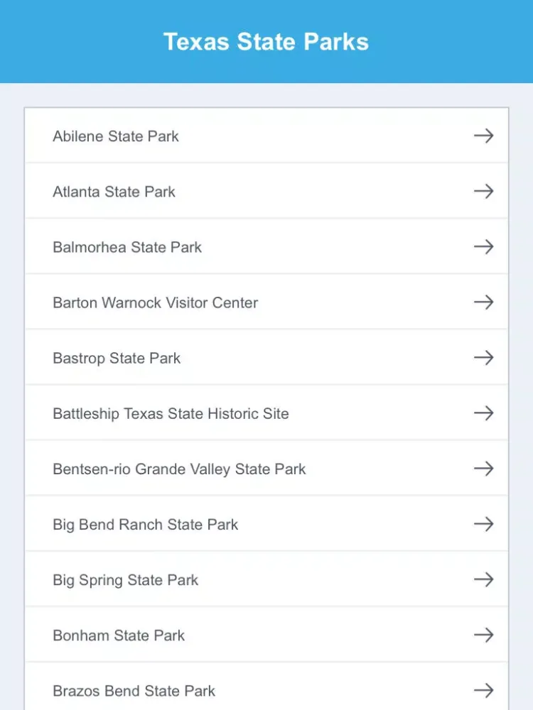 Capturas de tela do Texas National Parks & State Parks iPad 