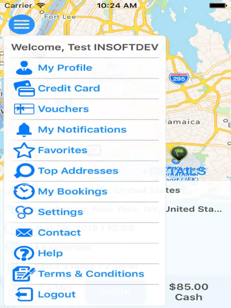 Tangkapan layar SharedRide NYC iPad 