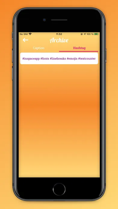 Capturas de tela do InSpace: caption for Instagram