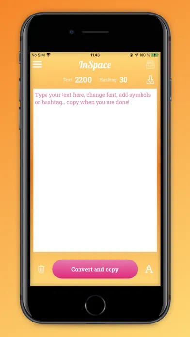 Capturas de tela do InSpace: caption for Instagram