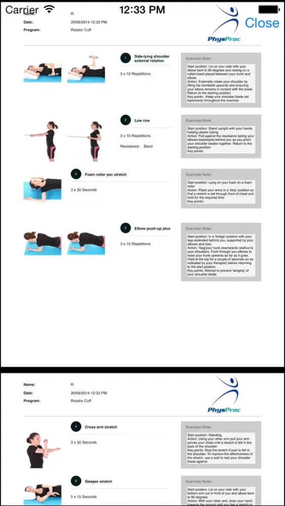PhysPrac:Exercise Prescription Ekran Görüntüleri