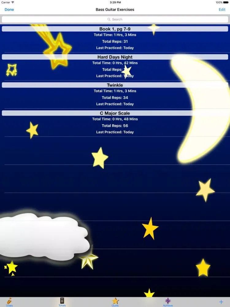 Capturas de tela do Inspire Music Practice Journal iPad 