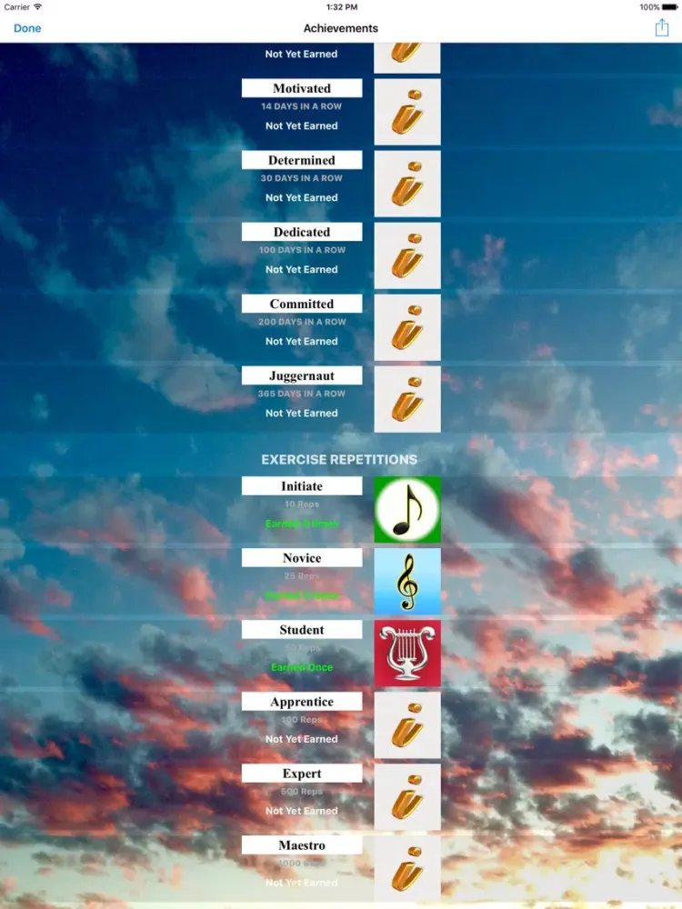 Capturas de tela do Inspire Music Practice Journal iPad 