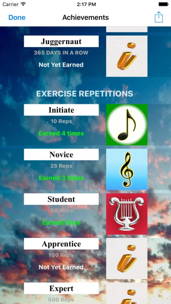 Capturas de tela do Inspire Music Practice Journal