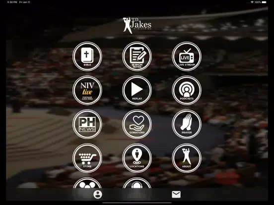 Tangkapan skrin T.D. Jakes Ministries iPad 