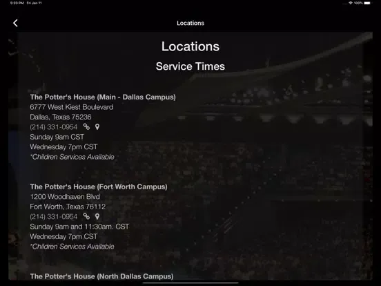 Tangkapan skrin T.D. Jakes Ministries iPad 