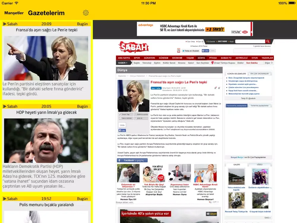 Скриншоты Gazetelerim iPad 