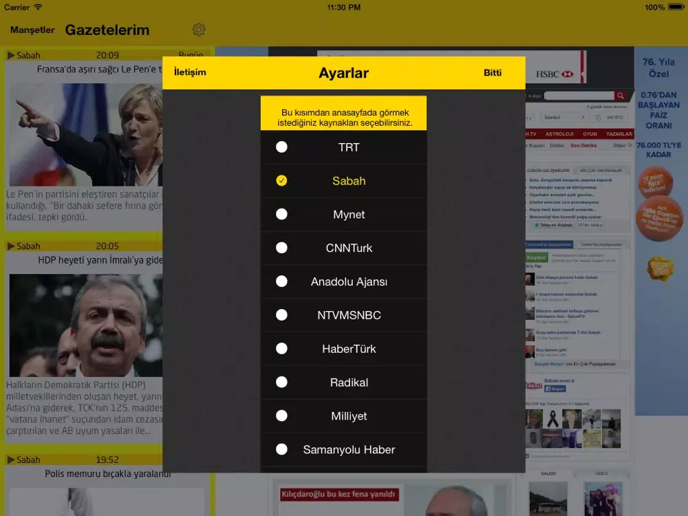 Скриншоты Gazetelerim iPad 