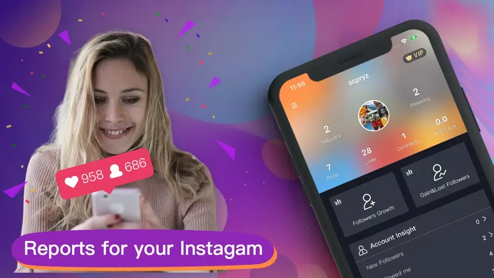 Reports+ for Instagram tracker سکرین شاٹس