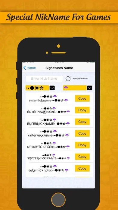 Zrzuty ekranu Fancy Nick Name Generator