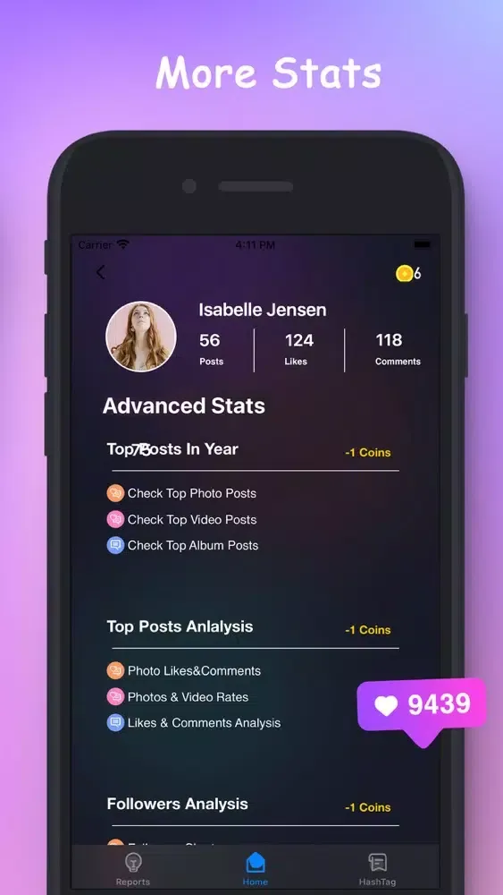 Zrzuty ekranu Super Likes Insta Analyzer