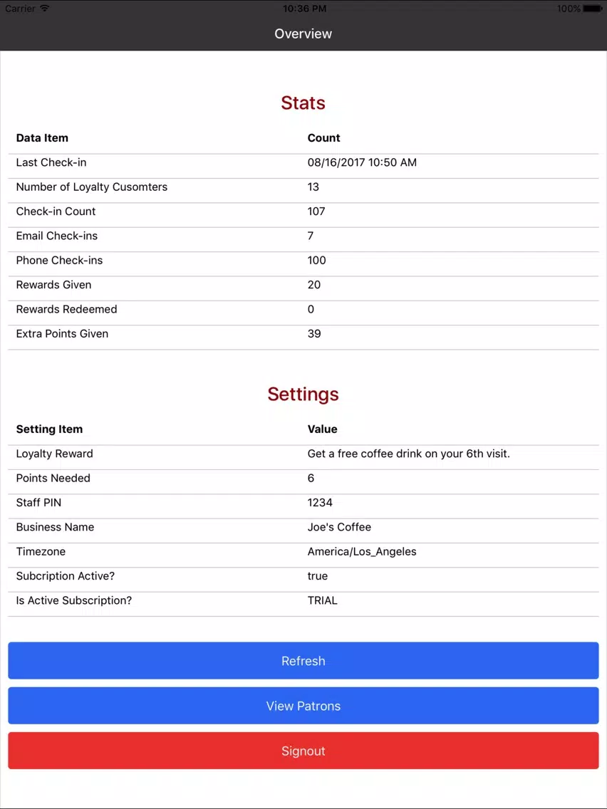 صور Dashboard for Instaloyal iPad 